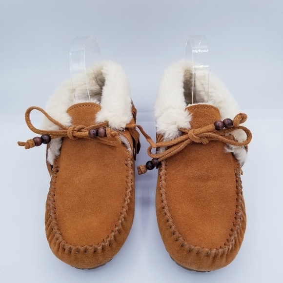 Minnetonka Leather Suede Fringe Ankle Moccasins size 6 - Picture 6 of 12